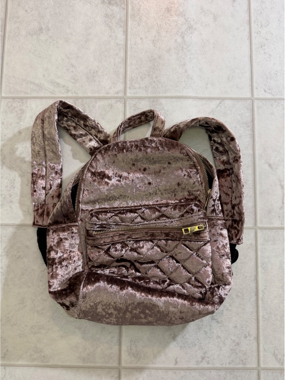 Forever 21 Small Velvet Backpack in Mauve
